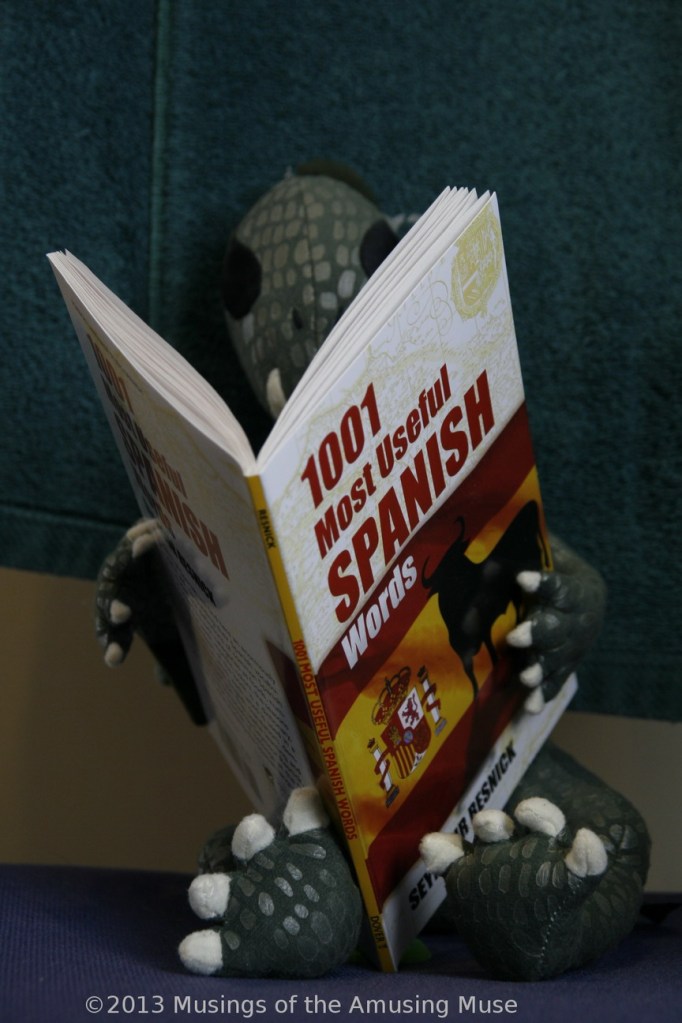 Charlie (and Cedric) studying Spanish before heading to Mexico and Central America.  (You'd think a Chupacabra would know Spanish already...)